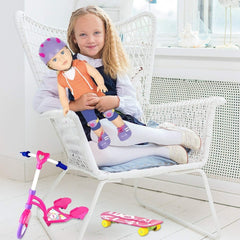 Premium 18 Inch Doll Outdoor Sports Play Set - Winter & Summer Fun with Skateboard, Snowboard, Scooter, and Accessories for 18 Inch Dolls