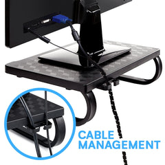 Premium 2-Pack Monitor Stand Riser with Cable Management - Ergonomic Desk Organizer for Laptop, TV, and Printer - Sturdy Metal Legs - Black