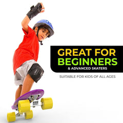 Premium 22-Inch High Bounce Skateboard - Ultimate Retro Mini Cruiser for Kids of All Ages, with ABEC 7 Bearings and PU Wheels