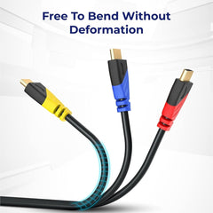 Premium 4K HDMI Cable Bundle - 3 Color-Coded Cables with 90° Adapter and Cable Organizers