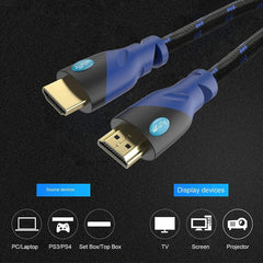 Premium Braided HDMI Cable with Ethernet for 4K Resolution - Ideal for TVs, Monitors, Gaming, and More