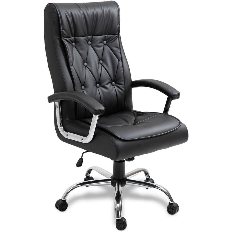 Premium Leather Executive Office Chair for Maximum Comfort, Adjustable Height, Lumbar Support, Perfect for Home Office - Black