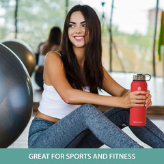 Premium Vacuum Insulated Stainless Steel Water Bottle - 18oz Wide Mouth, Leakproof Lid, Hot & Cold Beverages