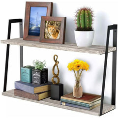 Rustic 2-Tier Floating Shelves for Home Decor and Organization