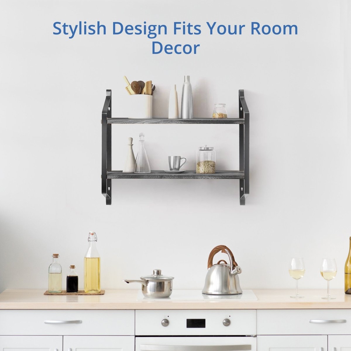 Rustic 2-Tier Floating Shelves for Home Decor and Organization