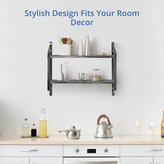 Rustic 2-Tier Floating Shelves for Home Decor and Organization