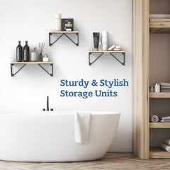Rustic Wooden Wall Shelves for Home Decor and Organization - Set of 3
