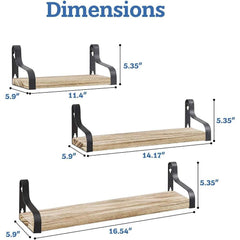 Rustic Wooden Wall Shelves for Home Decor and Organization - Set of 3