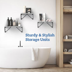 Rustic Wooden Wall Shelves for Home Decor and Organization - Set of 3