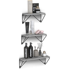 Rustic Wooden Wall Shelves for Home Decor and Organization - Set of 3