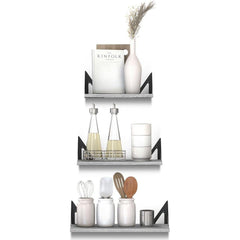 Rustic Wooden Wall Shelves for Home Decor and Organization - Set of 3