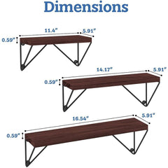 Rustic Wooden Wall Shelves for Home Decor and Organization - Set of 3