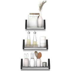 Set of 3 Vintage Halter Wall Mounted Floating Wood Shelves - Ideal for Living Room, Bedroom, and Kitchen