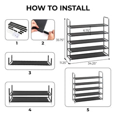 Shoe Rack Organizer 5 Tier , Space Saving, Easy Storage Shoe Organizer Stand for Closets, Entryways, and Bedrooms