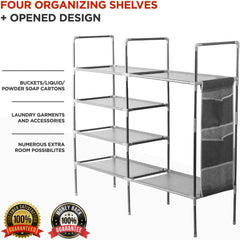 Shoe Rack Organizer - Stackable Entryway Closet Shoe Storage with Stainless Steel Frame, Holds up to 15 Pairs of Shoes