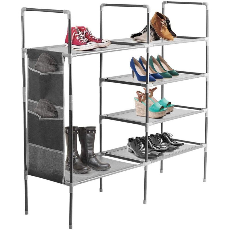 Shoe Rack Organizer - Stackable Entryway Closet Shoe Storage with Stainless Steel Frame, Holds up to 15 Pairs of Shoes