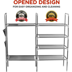 Shoe Rack Organizer - Stackable Entryway Closet Shoe Storage with Stainless Steel Frame, Holds up to 15 Pairs of Shoes