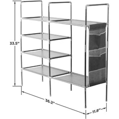 Shoe Rack Organizer - Stackable Entryway Closet Shoe Storage with Stainless Steel Frame, Holds up to 15 Pairs of Shoes