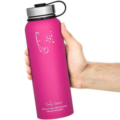 Stainless Steel Sports Water Bottle - 40oz, Vacuum Insulated, Double-Wall, Wide Mouth, Leakproof Lid
