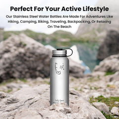 Stainless Steel Sports Water Bottle - 40oz, Vacuum Insulated, Double-Wall, Wide Mouth, Leakproof Lid