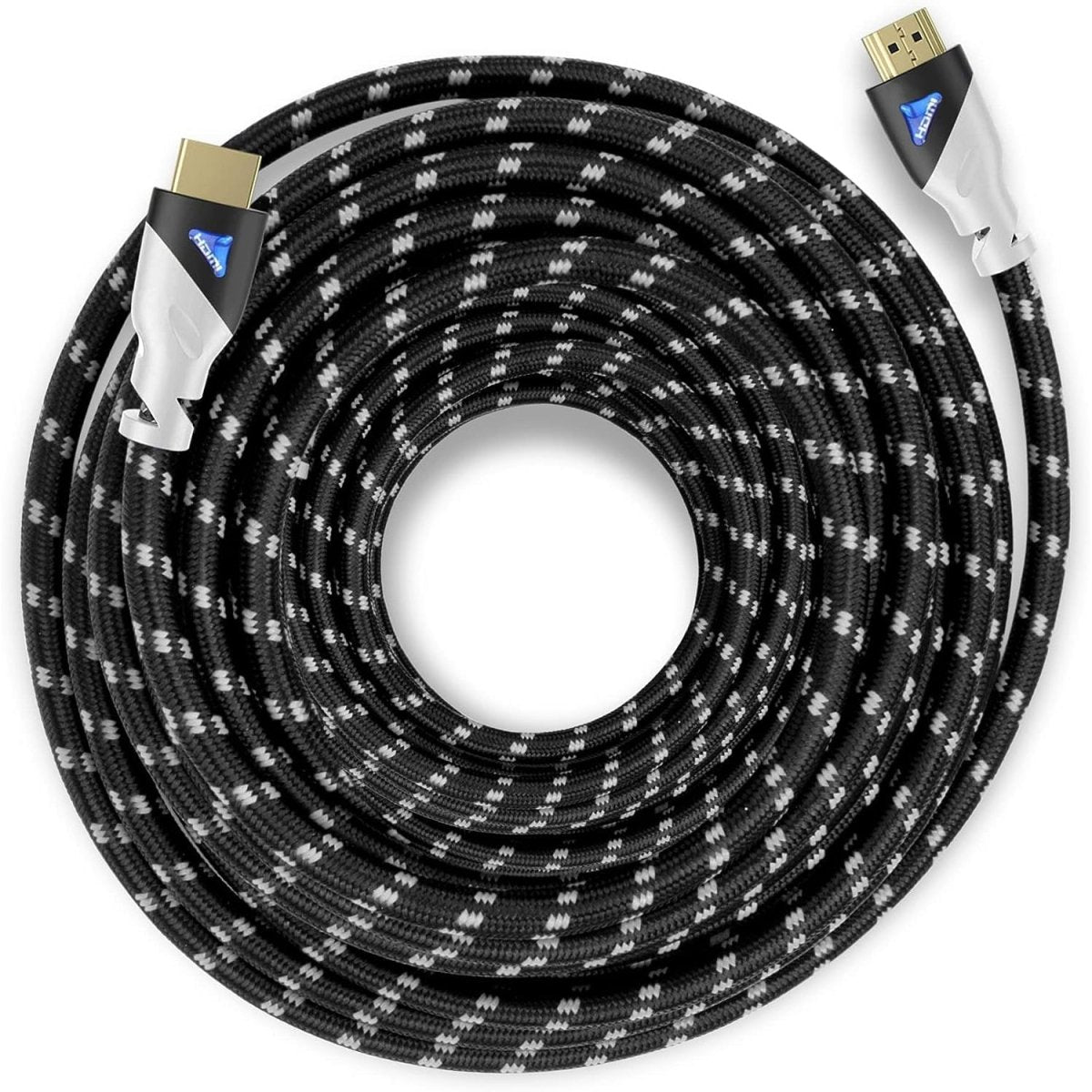 Ultra 4K HDMI Cable - High-Speed, Braided Cord for TV, Gaming, and More, 50 ft,White Black , 1 Pack