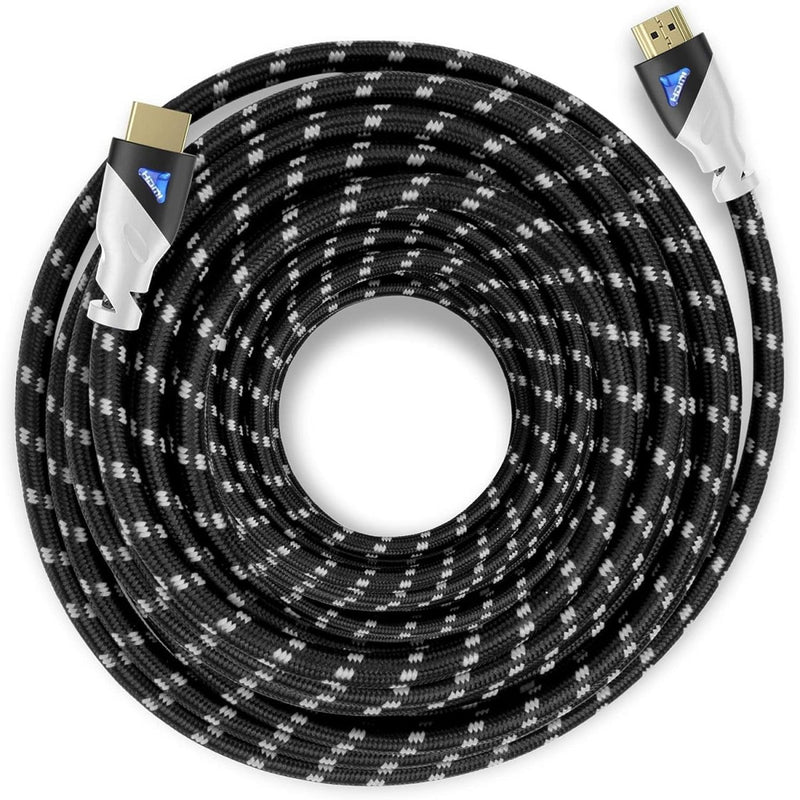 Ultra 4K HDMI Cable - High-Speed, Braided Cord for TV, Gaming, and More, 50 ft,White Black , 1 Pack
