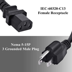 Universal Computer Monitor Power Extension Cord - 6 Feet, Pack of 5