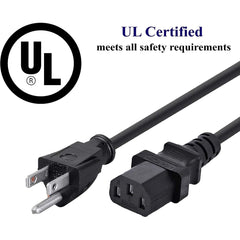 Universal Computer Monitor Power Extension Cord - 6 Feet, Pack of 5