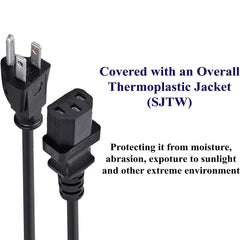 Universal Computer Monitor Power Extension Cord - 6 Feet, Pack of 5