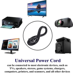 Universal Computer Monitor Power Extension Cord - 6 Feet, Pack of 5
