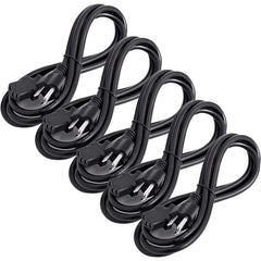 Universal Computer Monitor Power Extension Cord - 6 Feet, Pack of 5