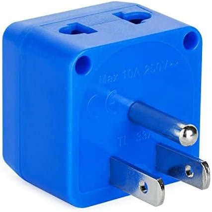 Universal Travel Adapter with Dual Outlets - Built-in Surge Protection - Type B EU to US Plug Adapter