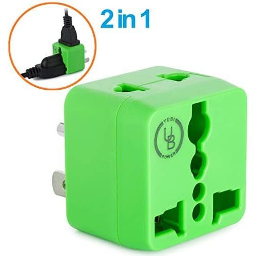 Universal Travel Adapter with Dual Outlets - Built-in Surge Protection - Type B EU to US Plug Adapter