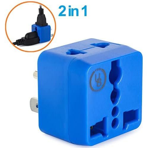 Universal Travel Adapter with Dual Outlets - Built-in Surge Protection - Type B EU to US Plug Adapter