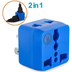 Universal Travel Adapter with Dual Outlets - Built-in Surge Protection - Type B EU to US Plug Adapter
