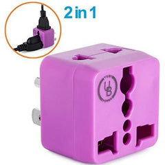 Universal Travel Adapter with Dual Outlets - Built-in Surge Protection - Type B EU to US Plug Adapter