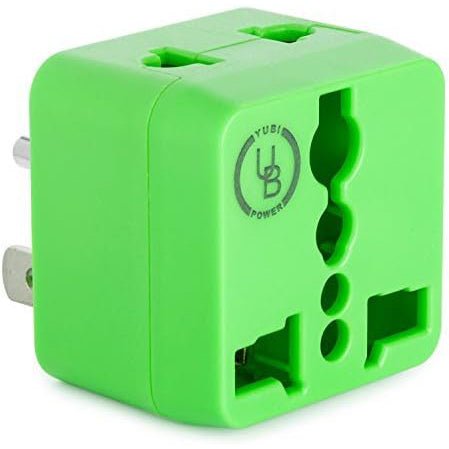 Universal Travel Adapter with Dual Outlets - Built-in Surge Protection - Type B EU to US Plug Adapter