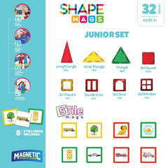 Unlock Creativity and Learning with Shapemags 32-Piece Magnet Building Tiles - Junior Starter Set